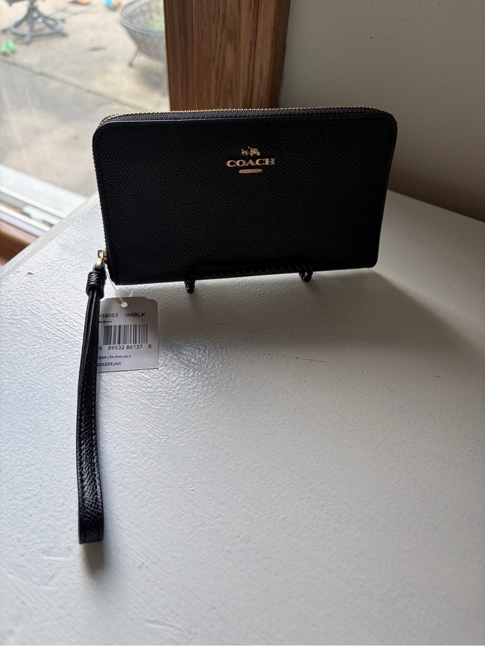 COACH NWT Black Leather Phone Wallet